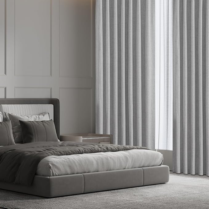 CUCRAF Linen 100% Blackout Curtains 72 Inch Length 2 Panels Set, Back Tab and - Image 9