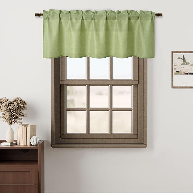 Hiasan Green Valance Curtains Light Filtering Rod Pocket Window Valance Curtains by Hiasan