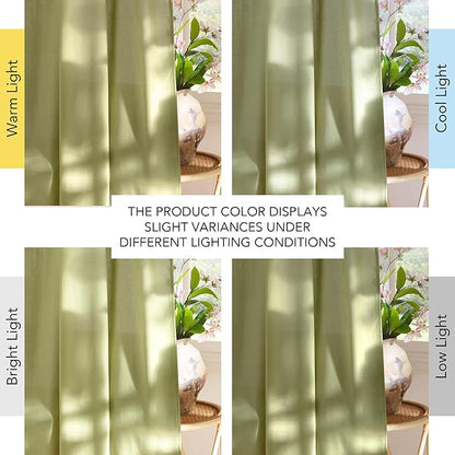 NICETOWN Fresh Green Linen Curtains - Image 7