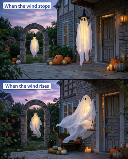 5FT Halloween Swinging Ghost Outdoor Decor,Spooky Hanging Ghost Decorations
