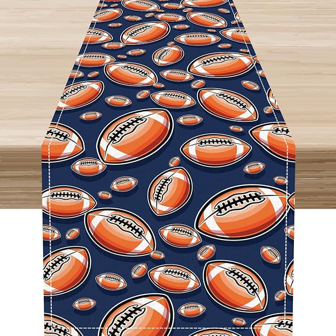 Rugby Table Runner, Seasonal Rugby Boy Football Game Day Sports Themed Birthday by Unknown
