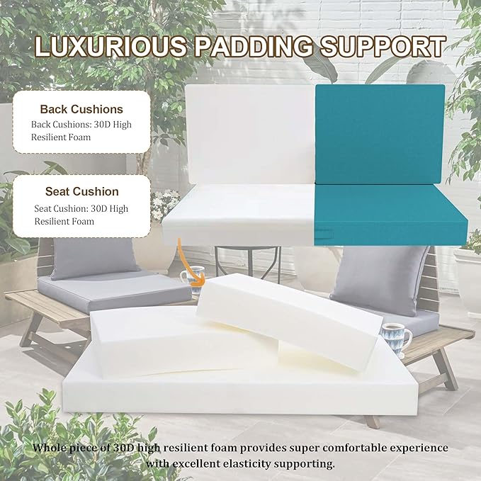 Outdoor Loveseat Cushion Set 46 x 26 Inch, Waterproof & Fade-Resistant Deep - Image 6