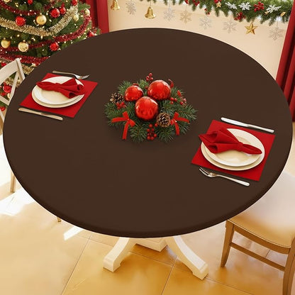 Round Spandex Tablecloth, Elastic Fitted Waterproof Tablecloths by Moosfor