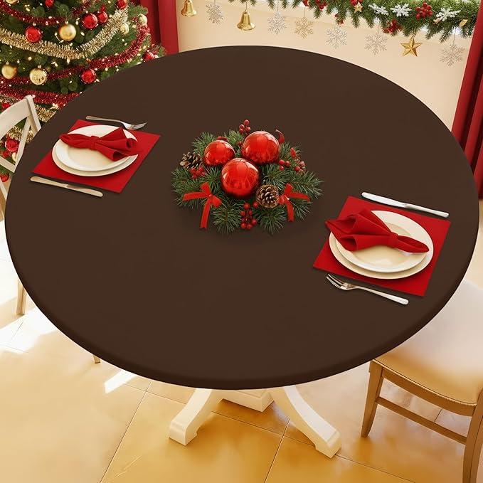 Round Spandex Tablecloth, Elastic Fitted Waterproof Tablecloths by Moosfor