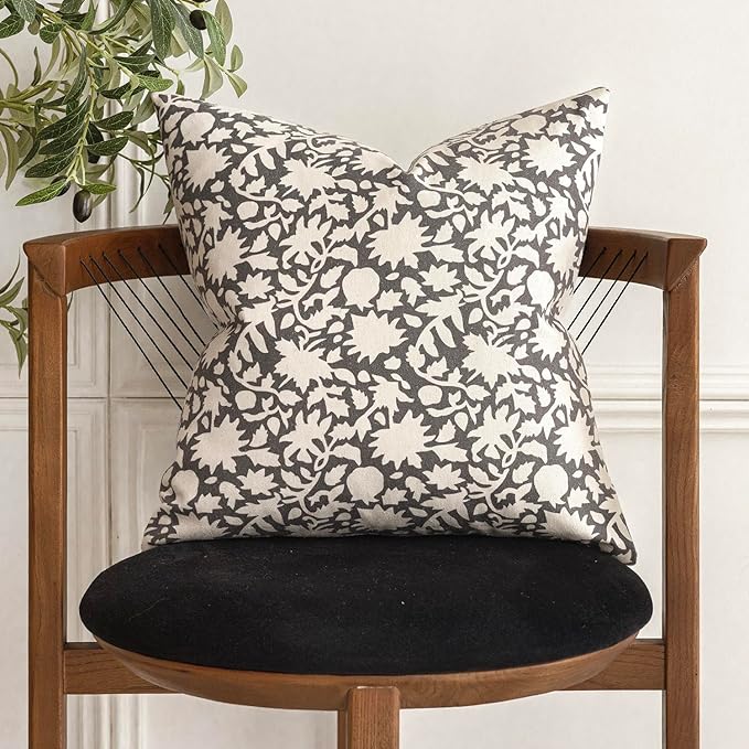 Foindtower Set of 2 Decorative Neutral Floral Throw Pillow Covers Accent - Image 4