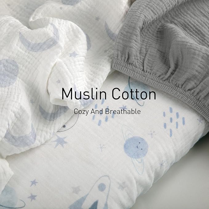 Gllquen Baby Muslin Bassinet Sheets 3 Pack, Breathable Elastic Cozy Fitted - Image 3