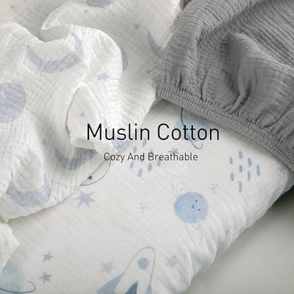 Gllquen Baby Muslin Bassinet Sheets 3 Pack, Breathable Elastic Cozy Fitted - Image 3
