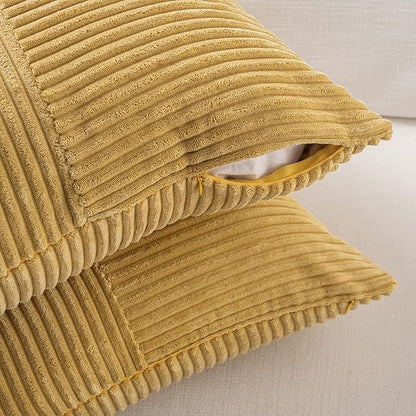 Fancy Homi 2 Packs Mustard Yellow Lumbar Decorative Throw Pillow Covers 16x28 - Image 4