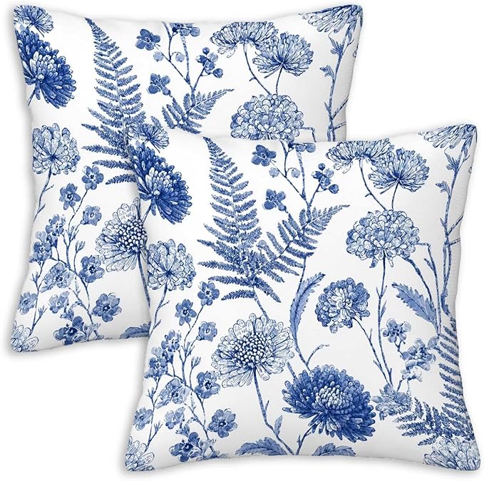 Throw Pillow Covers 18x18 Set of 2, Summer Floral Cushion Covers, Decorative by Unknown