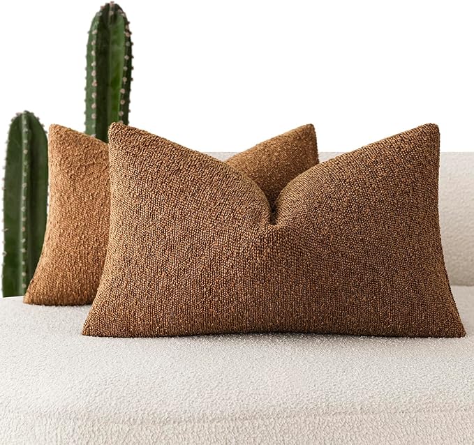 Foindtower Pack of 2 Textured Boucle Throw Pillow Covers Accent Solid by Foindtower