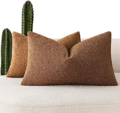Foindtower Pack of 2 Textured Boucle Throw Pillow Covers Accent Solid by Foindtower
