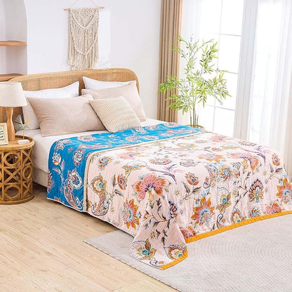 Boho Throw Blanket for Bed, 100% Cotton Soft Rustic Quilt Fall Blanket - Image 7