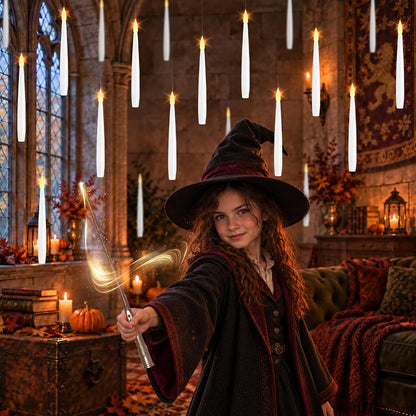 LUSHARBOR Floating Candles with Wand, Halloween Magic Flameless Candles