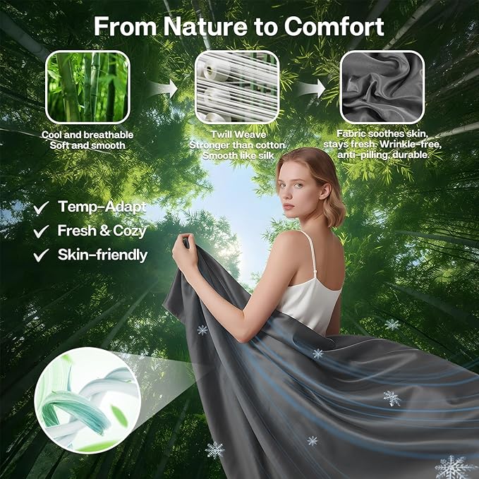 MR&HM Full Fitted Sheet Only, Ultra-Soft Rayon Derived from Bamboo & Polyester - Image 2