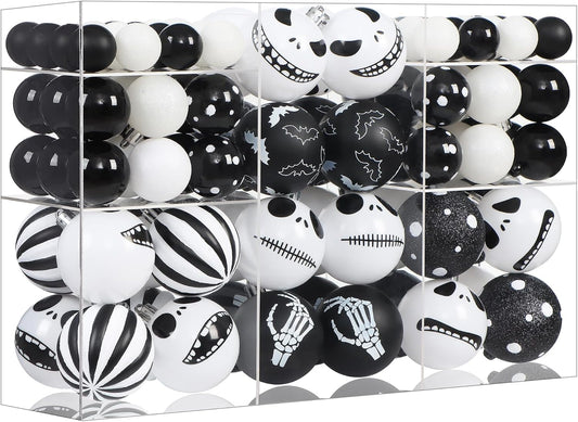 100Pcs Halloween Before Christmas Tree Ornaments Black & White Decorations