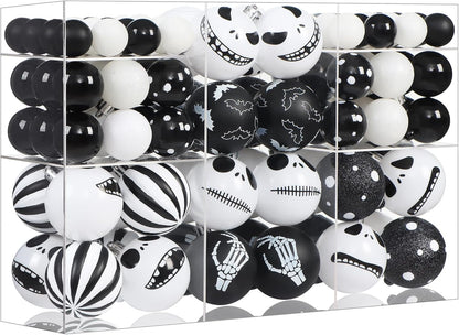 100Pcs Halloween Before Christmas Tree Ornaments Black & White Decorations