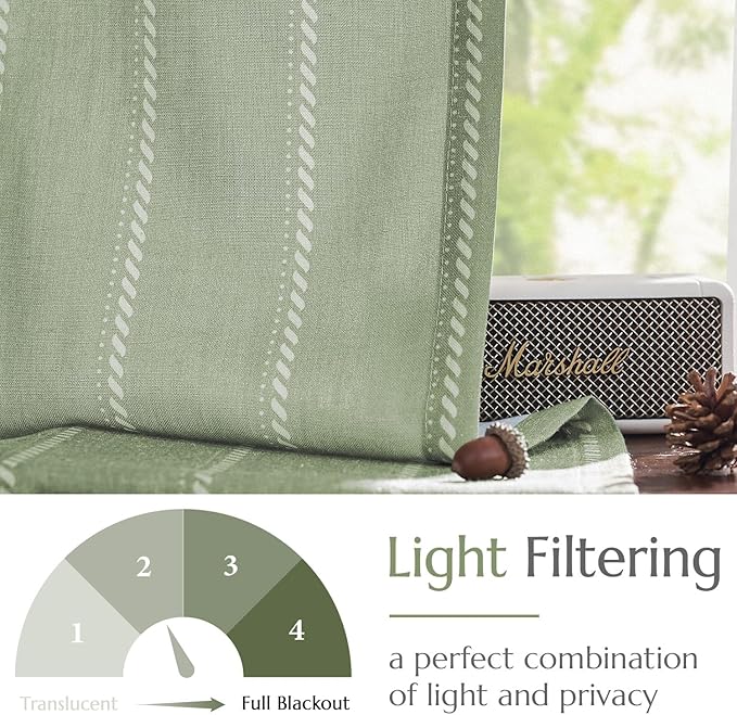 jinchan Nautical Striped Linen Kitchen Curtains 36 Inches Farmhouse Tier Cafe - Image 5