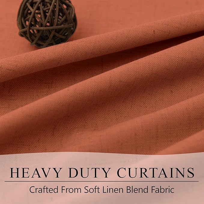Terracotta Blackout Curtains for Living Room 2 Panel 84 Inches Long Back Tab - Image 3