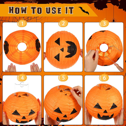 Retisee 20 Pcs 8 Inch Halloween Pumpkin Paper Lanterns Jack O Lantern