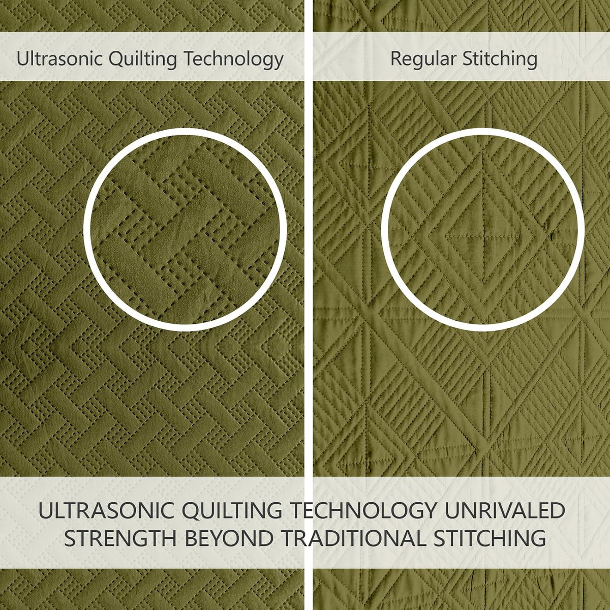 flymme quilts king size,lightweight olive green bedspreads,basket weave, close-up detail