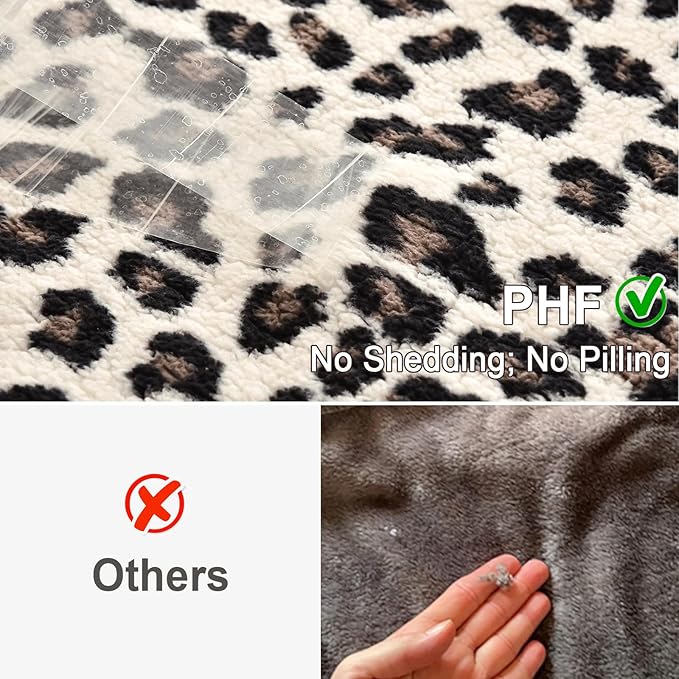 PHF Leopard Print Sherpa Fleece Throw Blanket - Image 4