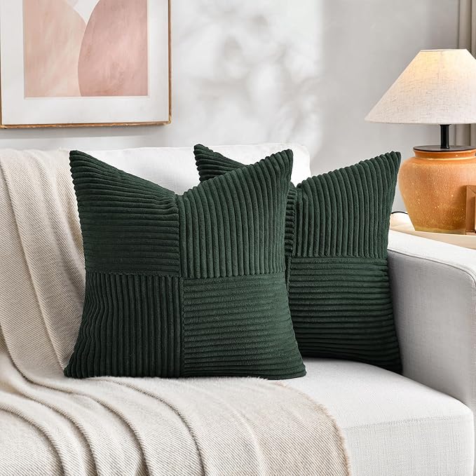 Fancy Homi Set of 2 Dark Green Samll Decorative Throw Pillow Covers 14x14 Inch - Image 5