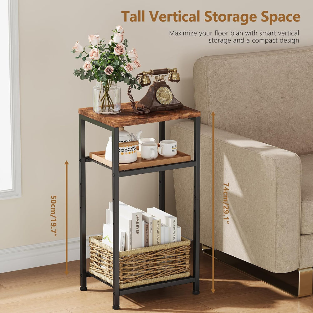 Heybly Small Side Table, 29.1" Tall End Table with Adjustable Shelf, Tel...