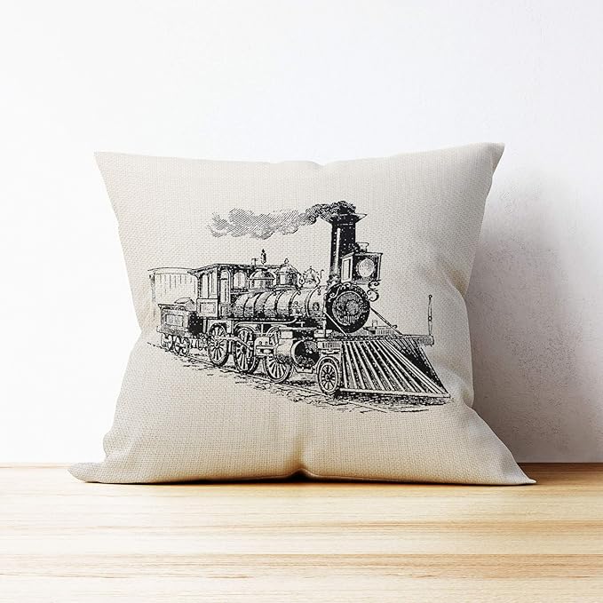 Mancheng-zi Train Pillow, Train Decor Pillow Covers 18x18, Train Pillow Cushion - Image 3