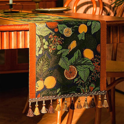 13×72 Inch Table Runner, Retro-Luxury Tassels Series by Unknown