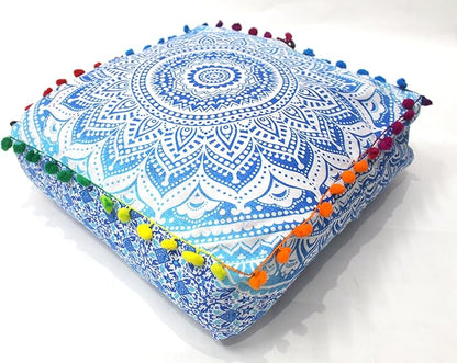 CRAFT KALA 16" Square Large Hippie Mandala Meditation Floor Ottoman Pillow - Image 5
