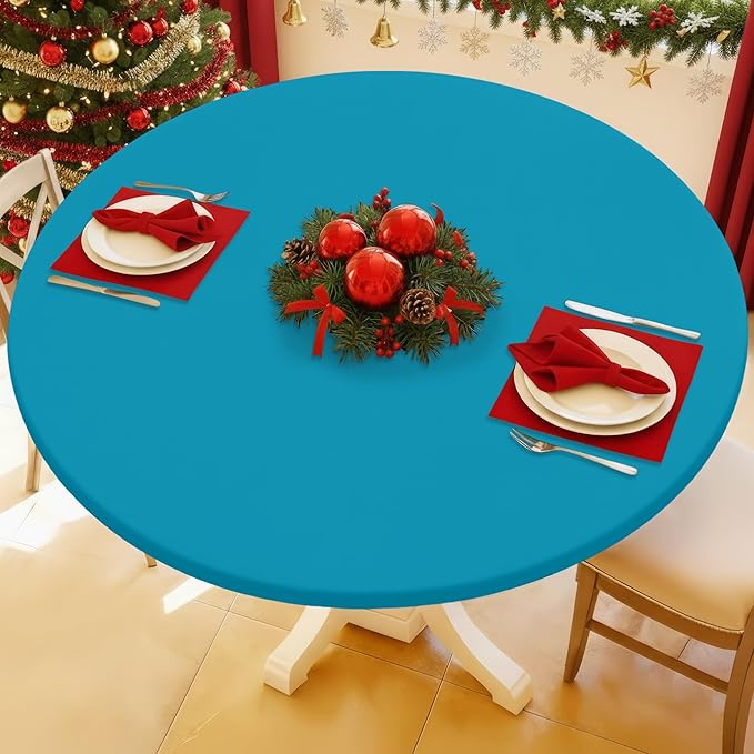 Round Spandex Tablecloth, Elastic Fitted Waterproof Tablecloths by Moosfor