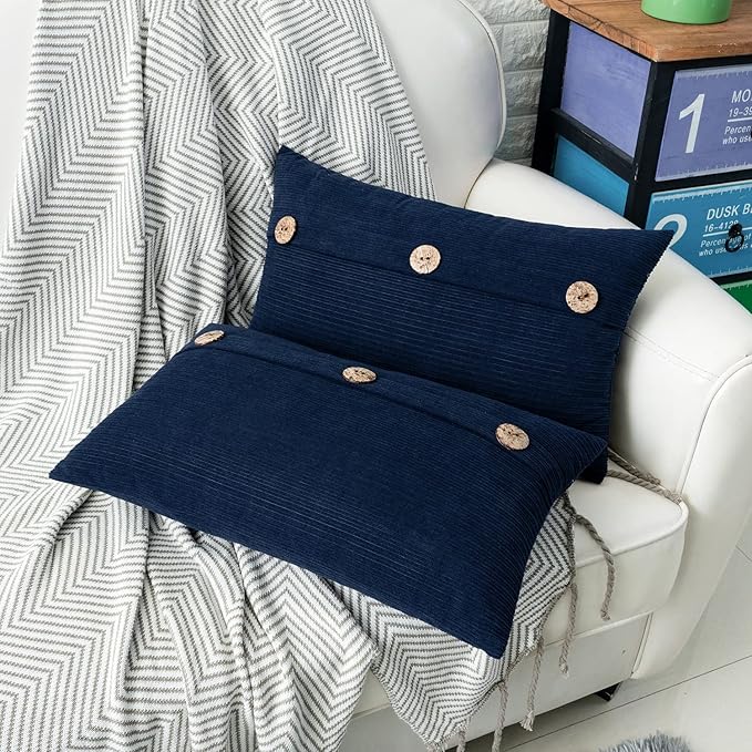 HWY 50 Navy Blue Decorative Rectangle Throw Pillow Covers Set Cushion Cases - Image 4