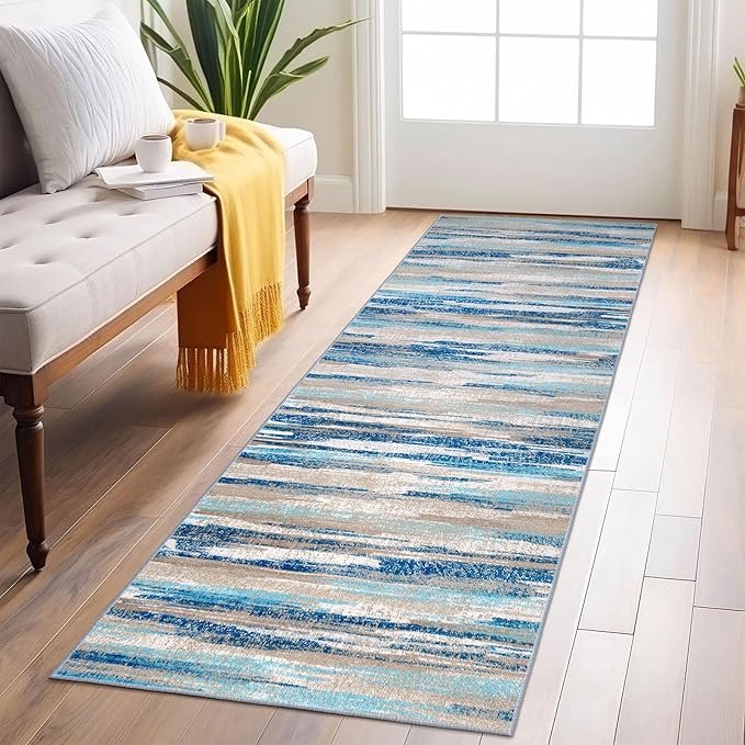 Abstract Runner Rug 2x6, Soft Printed Kitchen Runner, Thin Faux Wool Runners by lansny