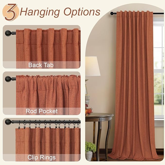 Pitalk Boho Blackout Curtains for Living Room Linen Textured Bohemian Vintage - Image 5