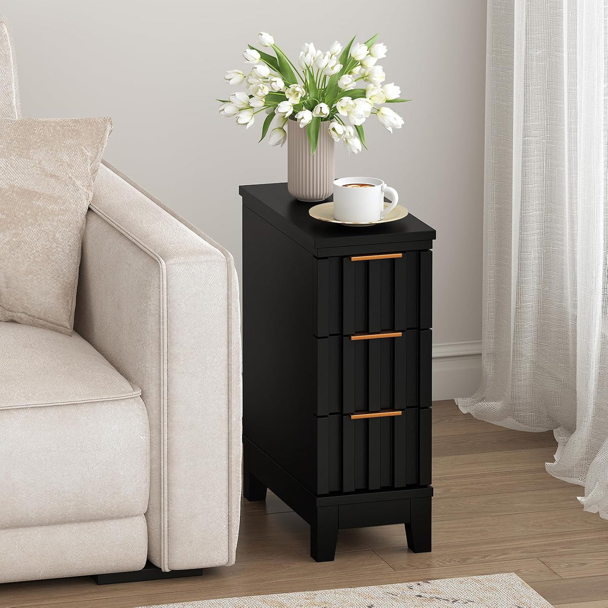 elyken 7.9'' narrow fluted nightstand with 3 drawers, main product view