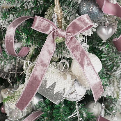 MEEDEE Dusty Rose Velvet 1 Inch Pink Wired Ribbon 25 Yards Crushed Velvet - Image 5