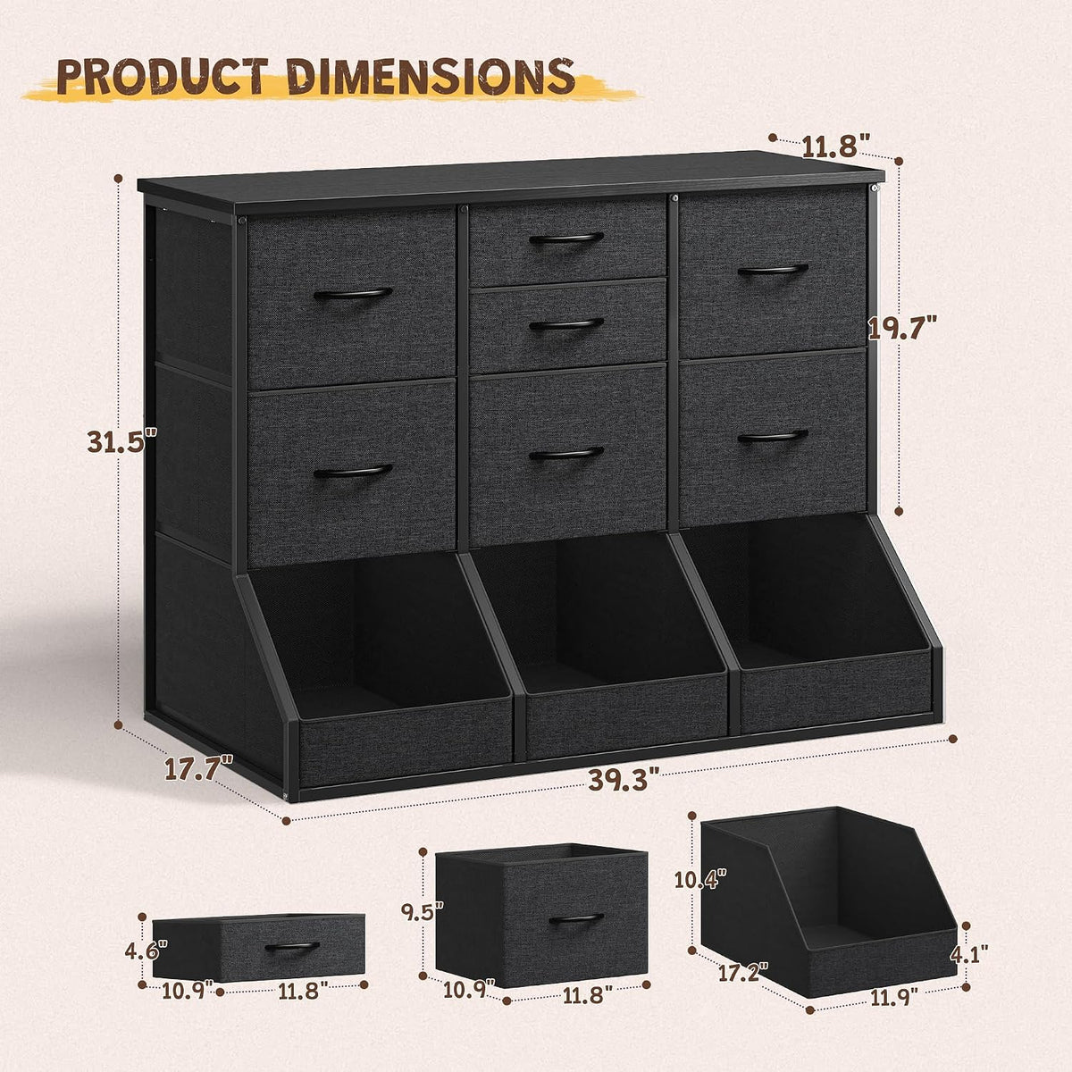 romorgniz dresser for bedroom, 7 drawer and 3 shown in use
