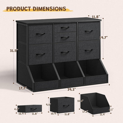 romorgniz dresser for bedroom, 7 drawer and 3 shown in use
