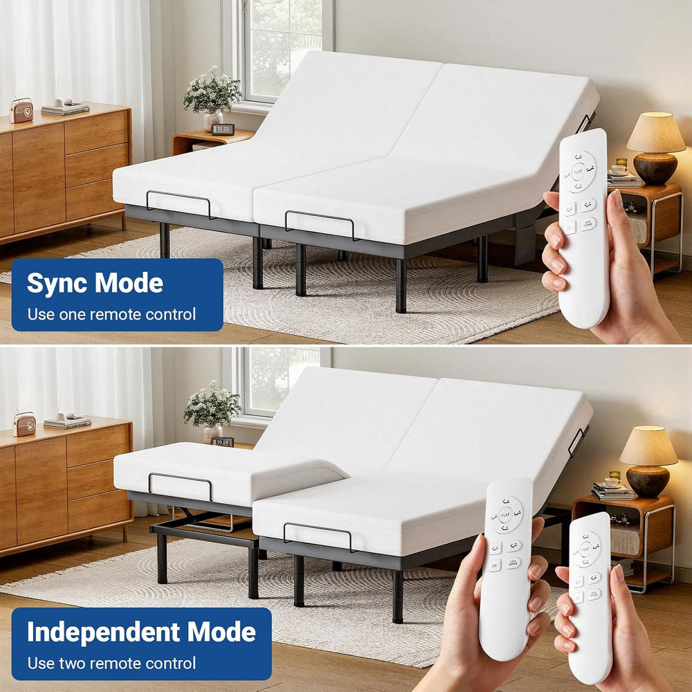 Split King Adjustable Bed Frame with Adjustable Legs, Electric Bed Base Frame...