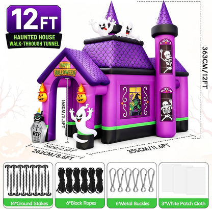 12FT Halloween Inflatable Archway, Kalolary Witch Haunted House Inflatables