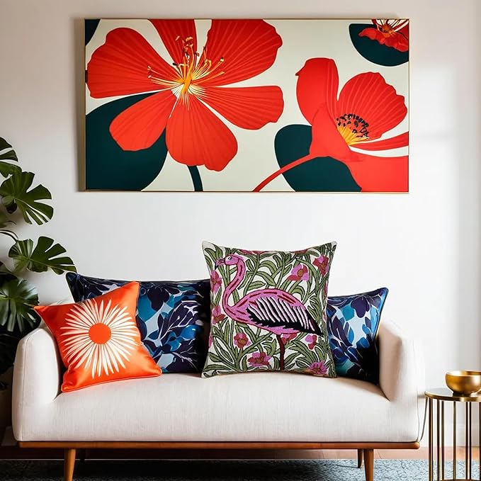 William Morris Flamingo Floral Pillow Cover - Image 3