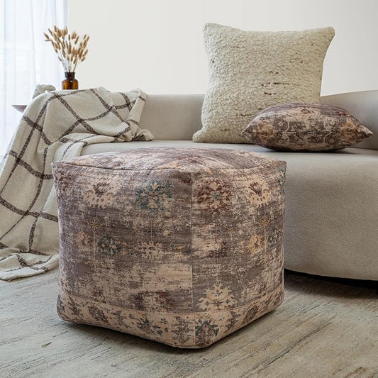 L. R. Resources, Inc. LR Home Vintage Floral Square Indoor Medium Pouf Ottoman by L.+R.+Resources%2C+Inc.