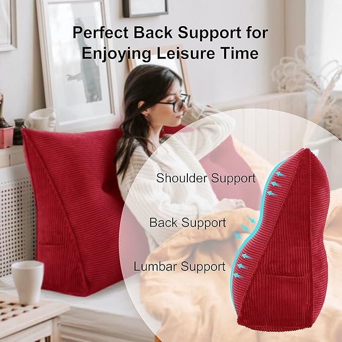 WOWMAX 100% Cotton Corduroy Headboard Pillow – Twin Size Back Support Reading - Image 2