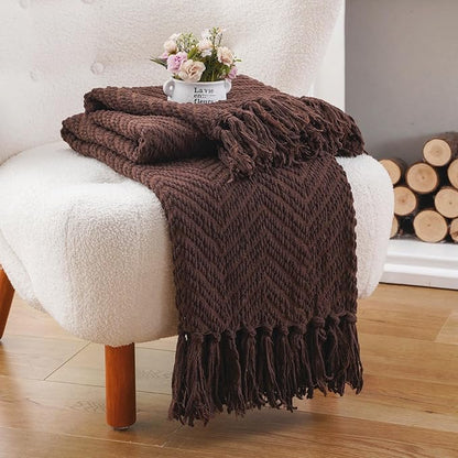 BATTILO HOME Dark Brown Throw Blanket - Image 5