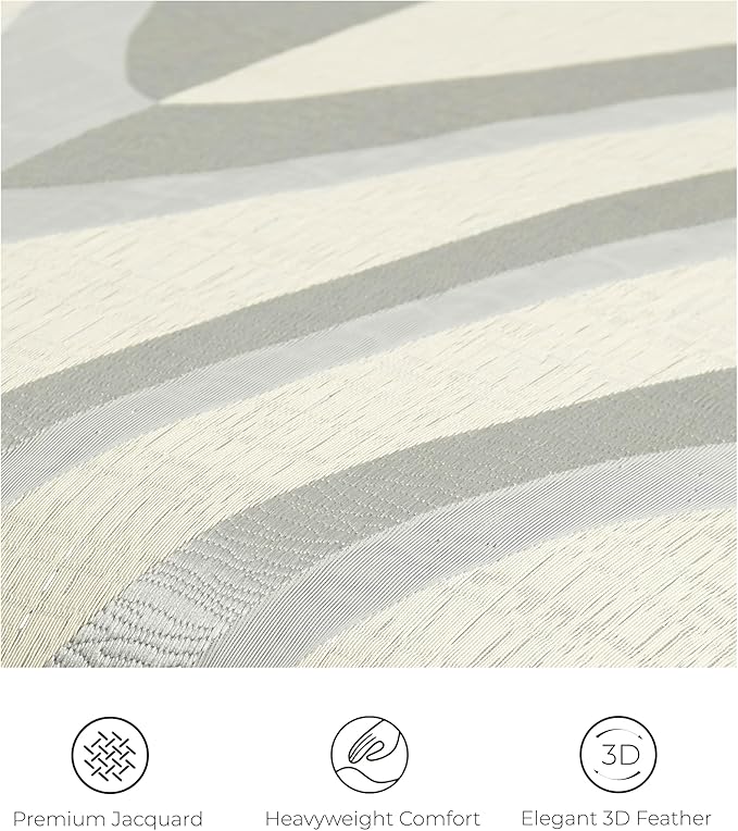 THE-TINOART Grey and Beige Jacquard V Striped Throw Pillow Cover 18x18 Inch - Image 2