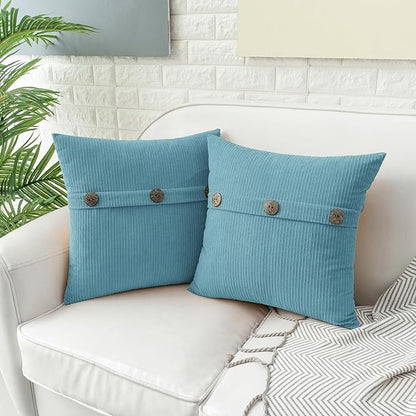 HWY 50 Smoke Blue Chenille Throw Pillow Covers 22x22 Inch - Image 3