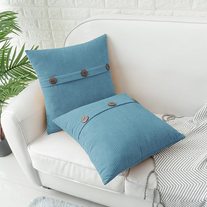 HWY 50 Smoke Blue Chenille Throw Pillow Covers 20x20 Inch - Image 2