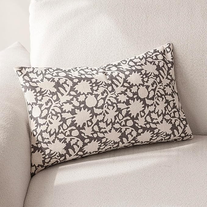 Foindtower Set of 2 Decorative Neutral Floral Throw Pillow Covers Accent - Image 3