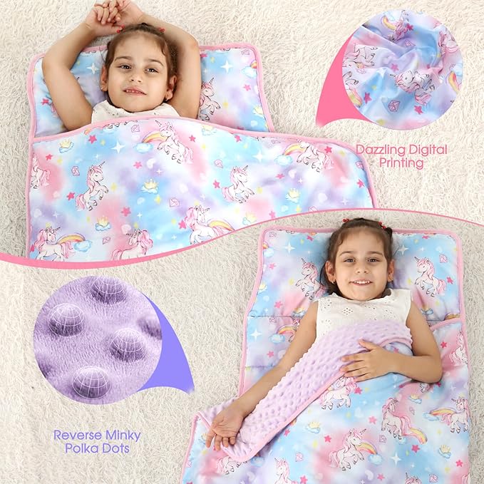 ACRABROS Toddler Nap Mat with Pillow and Blanket, Extra Large Rolled Napping - Image 3
