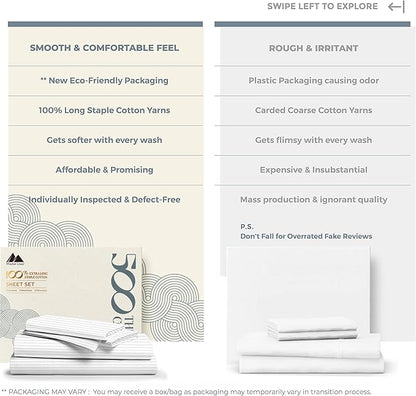 Mayfair Linen 100% Cotton Striped Sheets King Size Bed Set - Image 2
